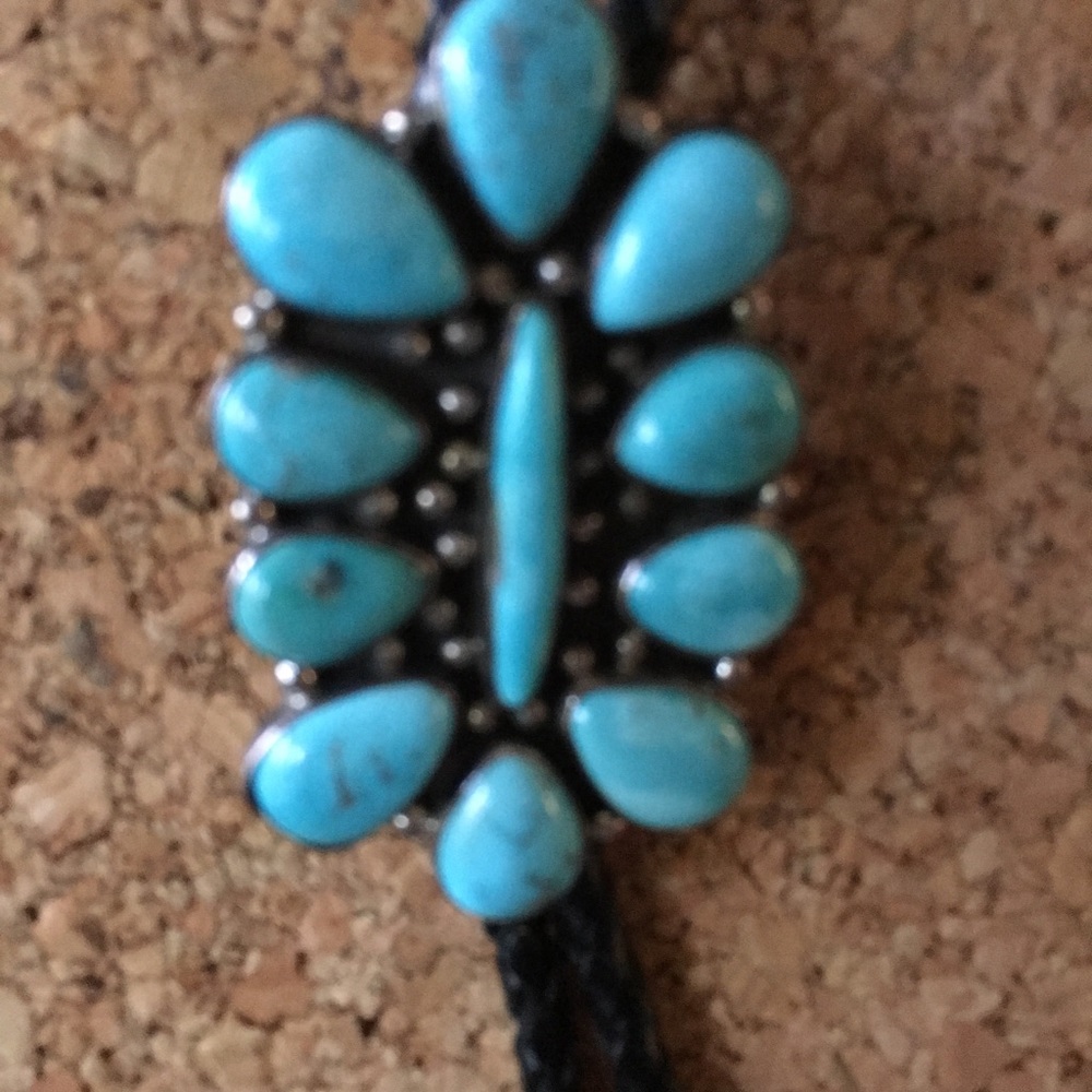 SOLDNative American Bolo Willeto  - 11 Turquoise - Picture 3 of 5
